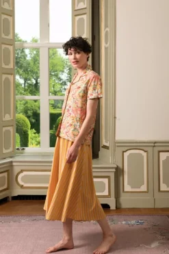 Blouse Korte Mouw Kyoto Festival Geel