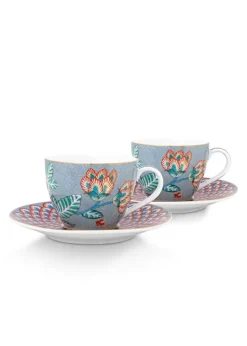 Flower Festival Set/2 Espresso Kop & Schotel Licht