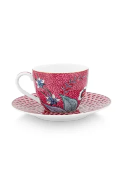 Flower Festival Set/2 Espresso Kop & Schotel Donker