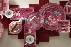 Flower Festival Set/4 Ontbijtborden Donker 21Cm