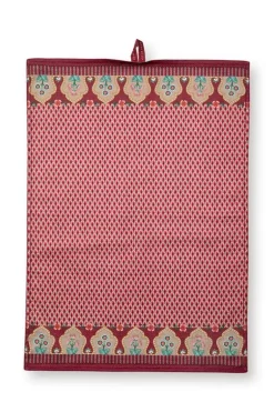 Flower Festival Tea Towel Red/Dark Pink