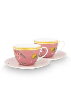 La Majorelle Set/2 Cappuccino Kop & Schotel Roze