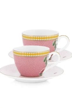 La Majorelle Set/2 Espresso Kop & Schotel Roze