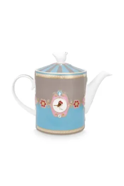 Love Birds Theepot Medium Blauw/Khaki