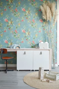 Pip Studio Floris Vliesbehang Petrol