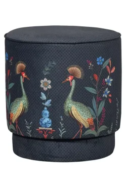 Poef Medium Flirting Birds Blauw