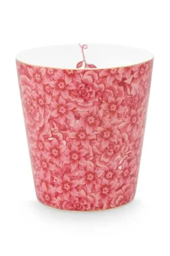 Royal Stripes Mok Bloemen Donkerroze