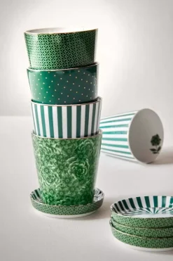 Royal Stripes Mok Stippen & Theetip Groen